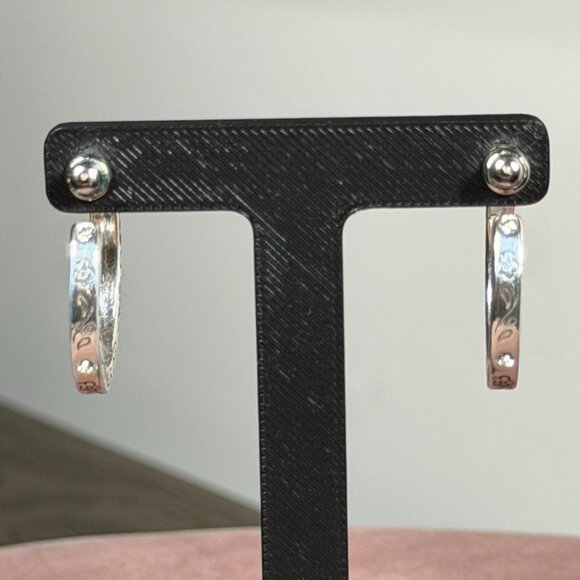 Brighton Silver Etched Hoop Earrings — Classic Scroll Design - Picture 3 of 5